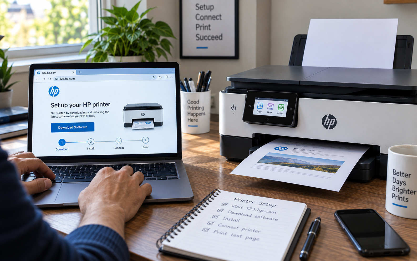 123.hp.com printer setup on a computer