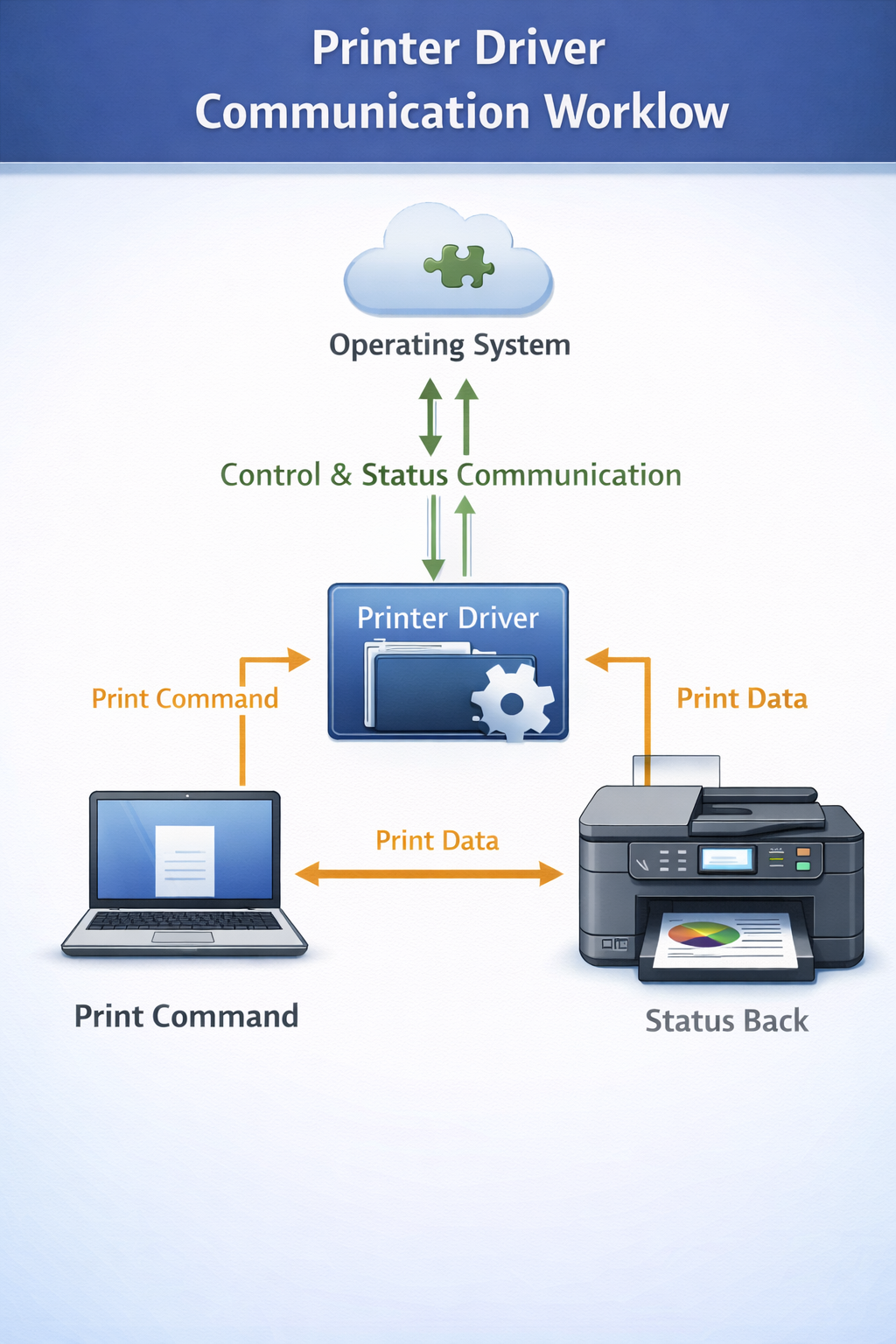 printer driver communication workflow