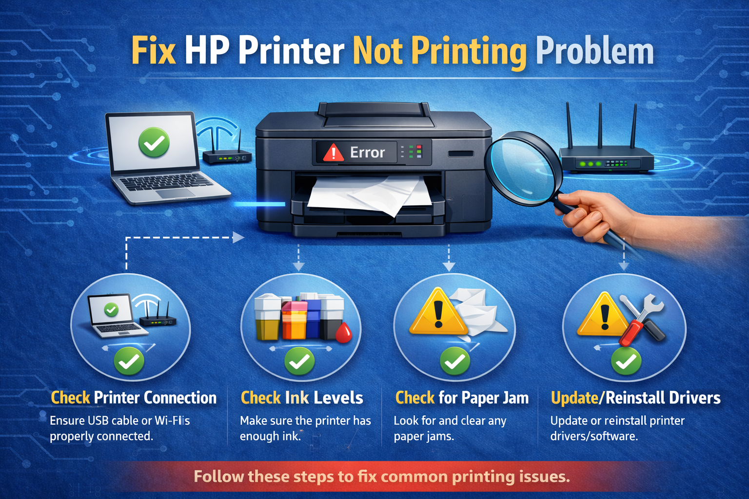fix hp printer not printing problem