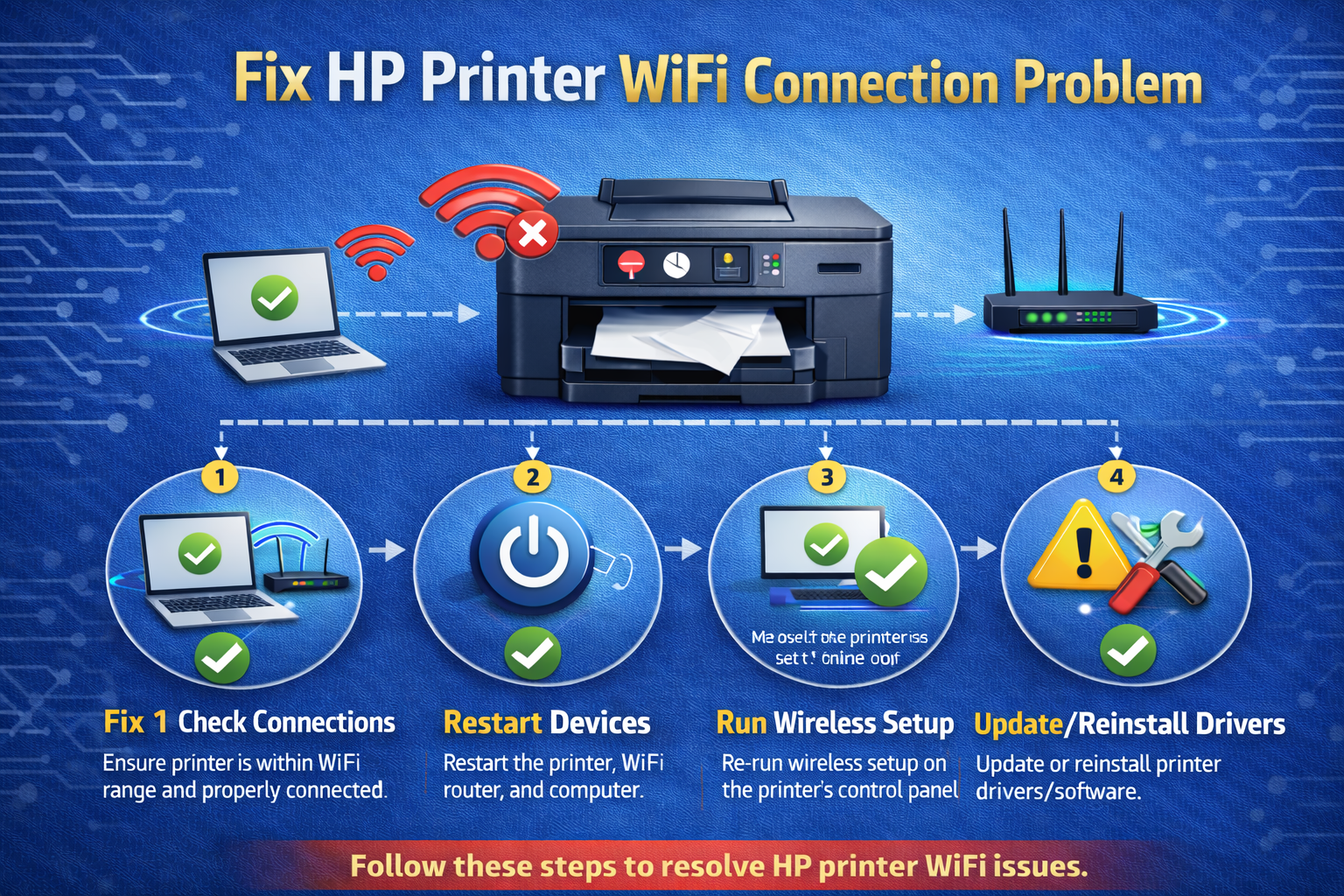 fix hp printer wifi connection problem