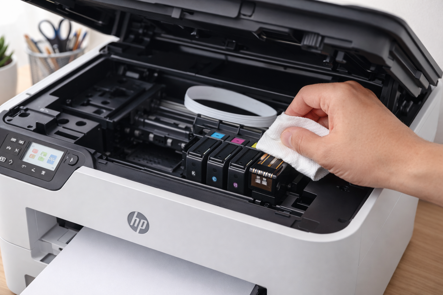 HP printer printhead cleaning process to fix blank page problem