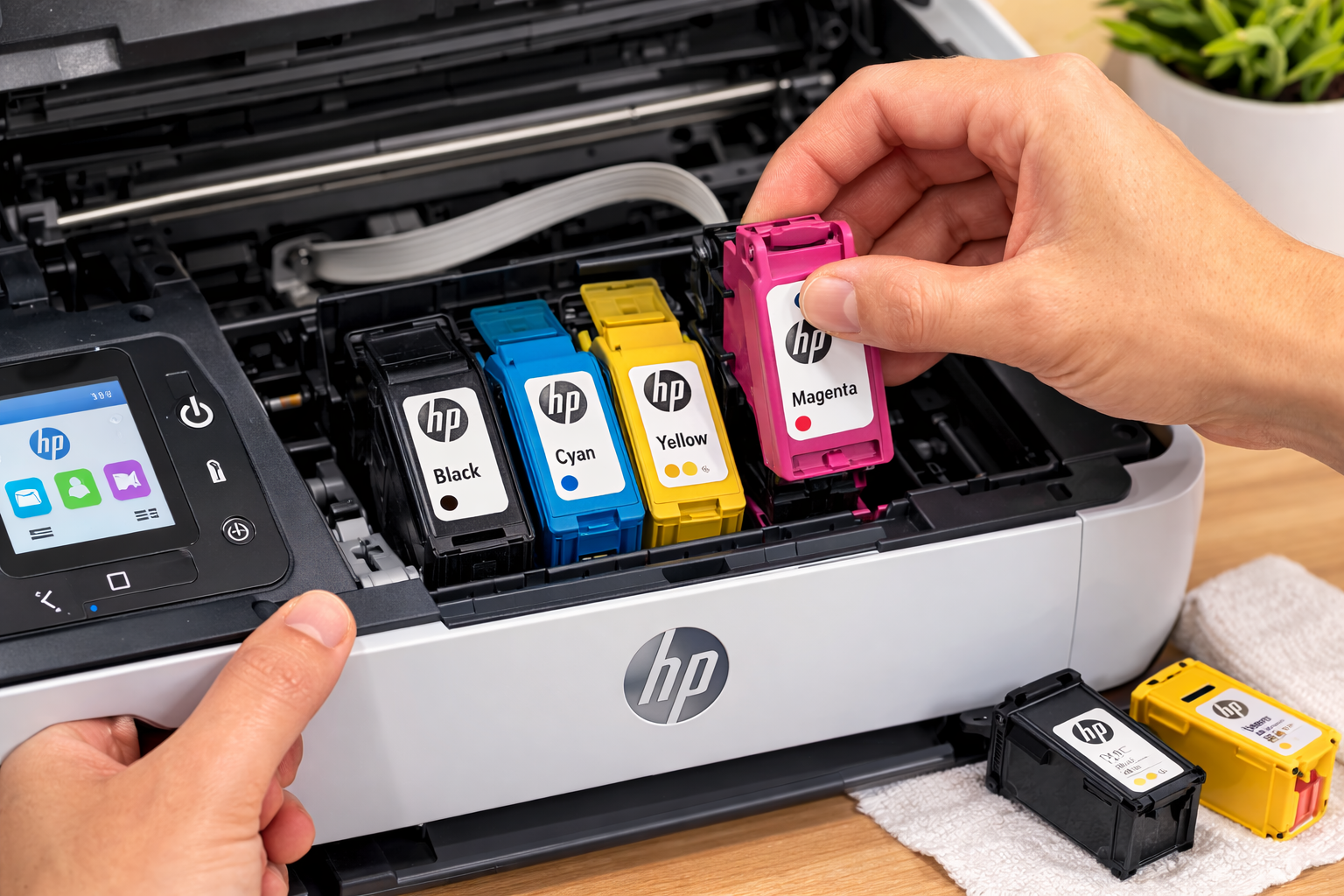 HP printer cartridge reinstallation after blank page issue