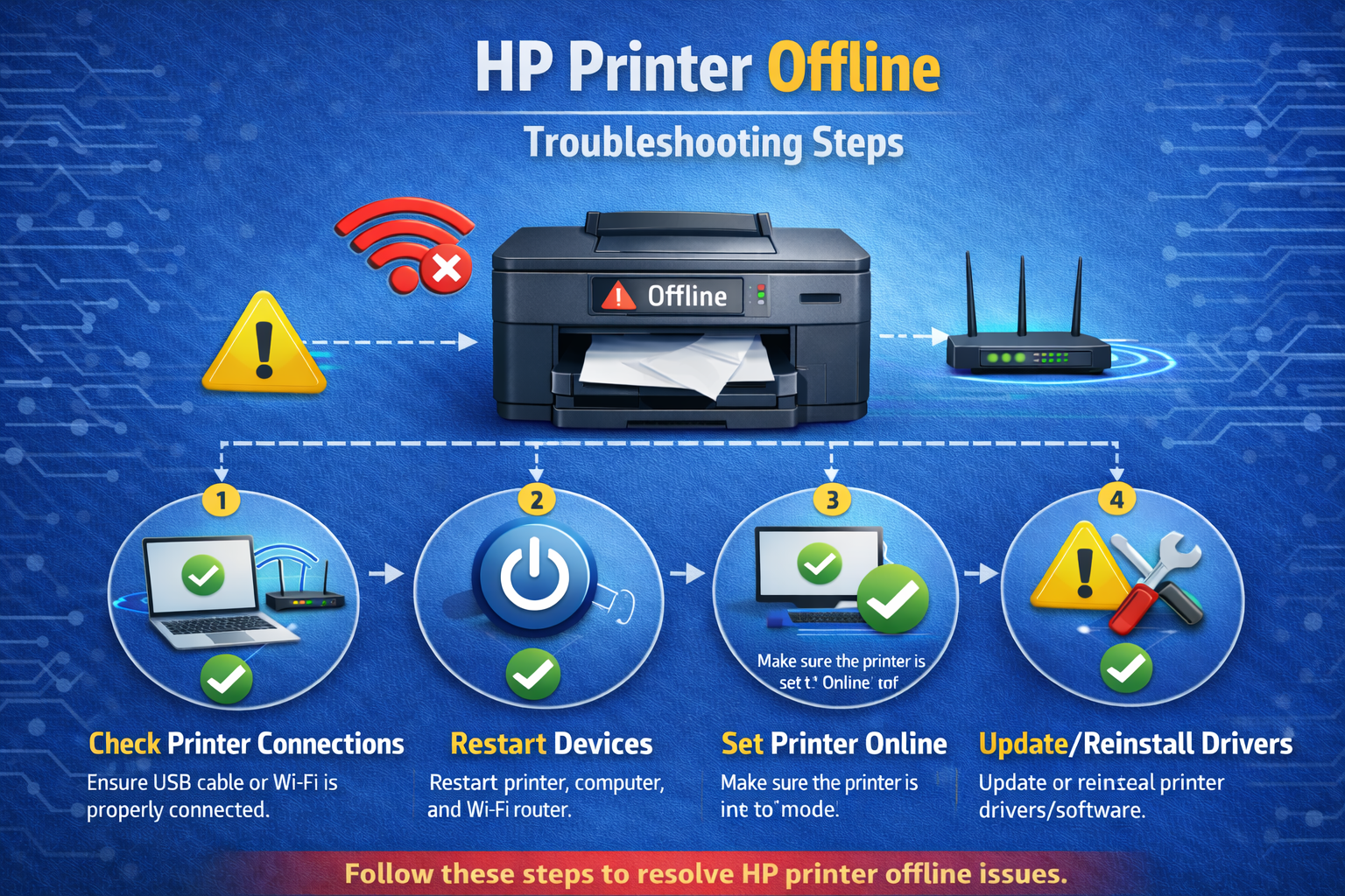 hp printer offline troubleshooting steps