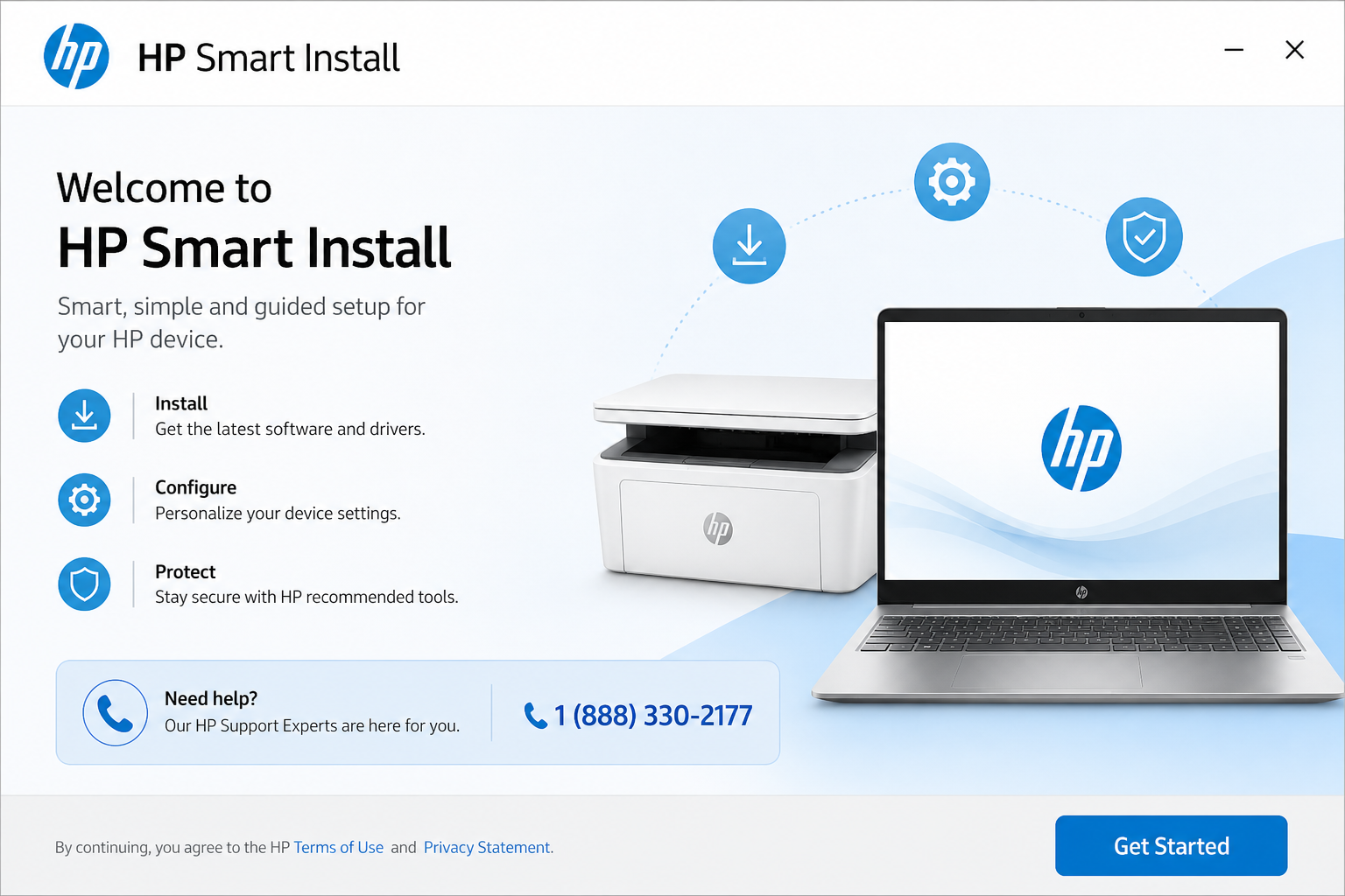 HP Smart Install screen not working error