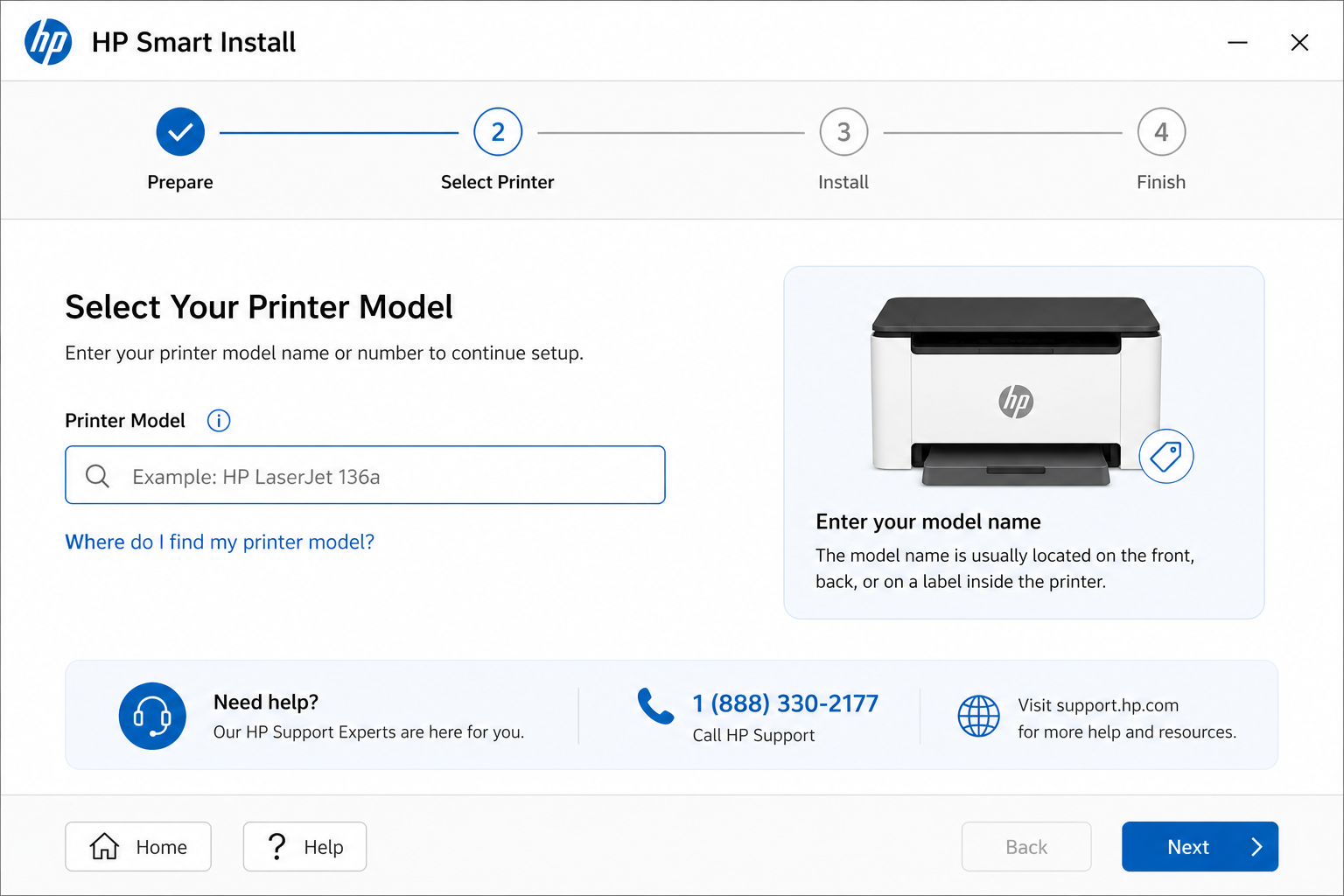HP Smart app installation progress showing driver download and software setup