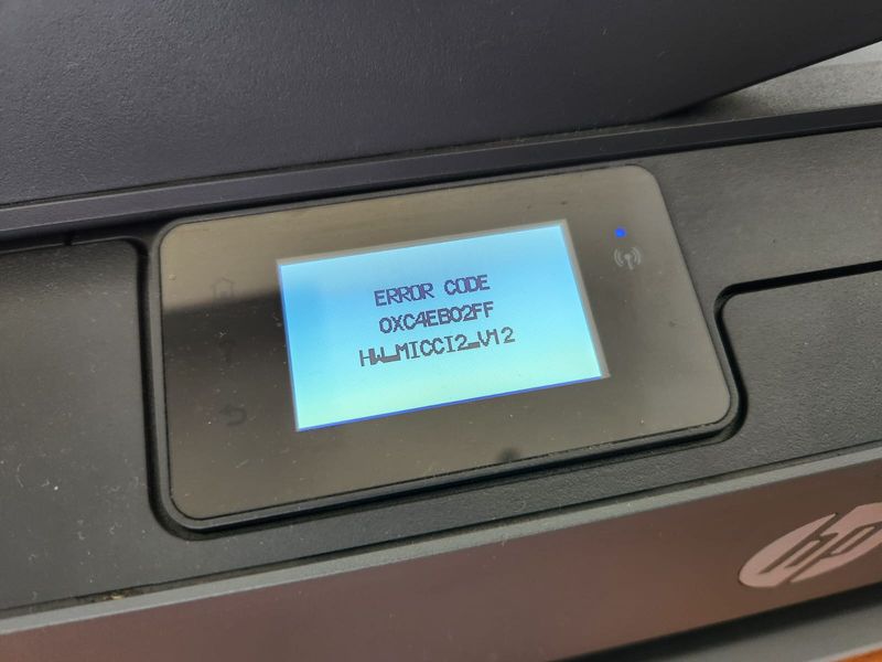 HP printer error code OXCAEBOZF displayed on printer screen