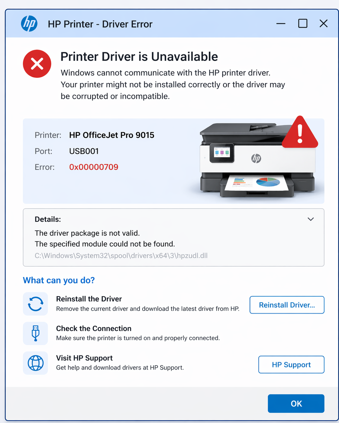 printer driver not working fix windows error screen