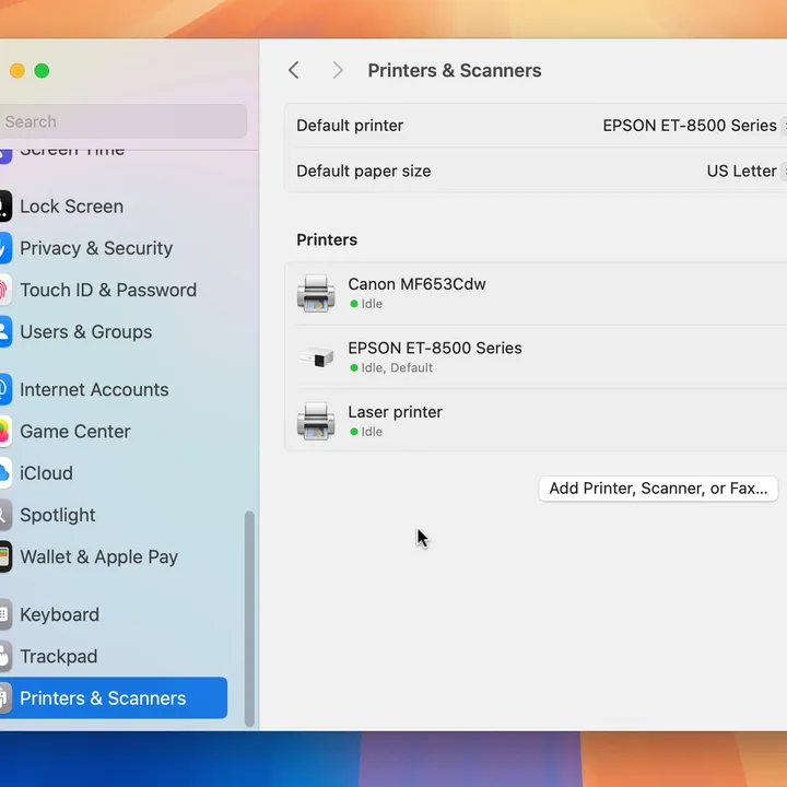 macOS Printers & Scanners reset printing system HP printer offline fix MacBook AirPrint