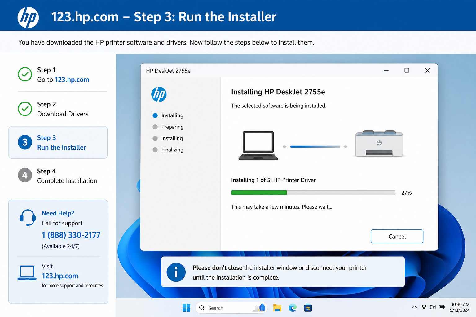 Installing HP printer software