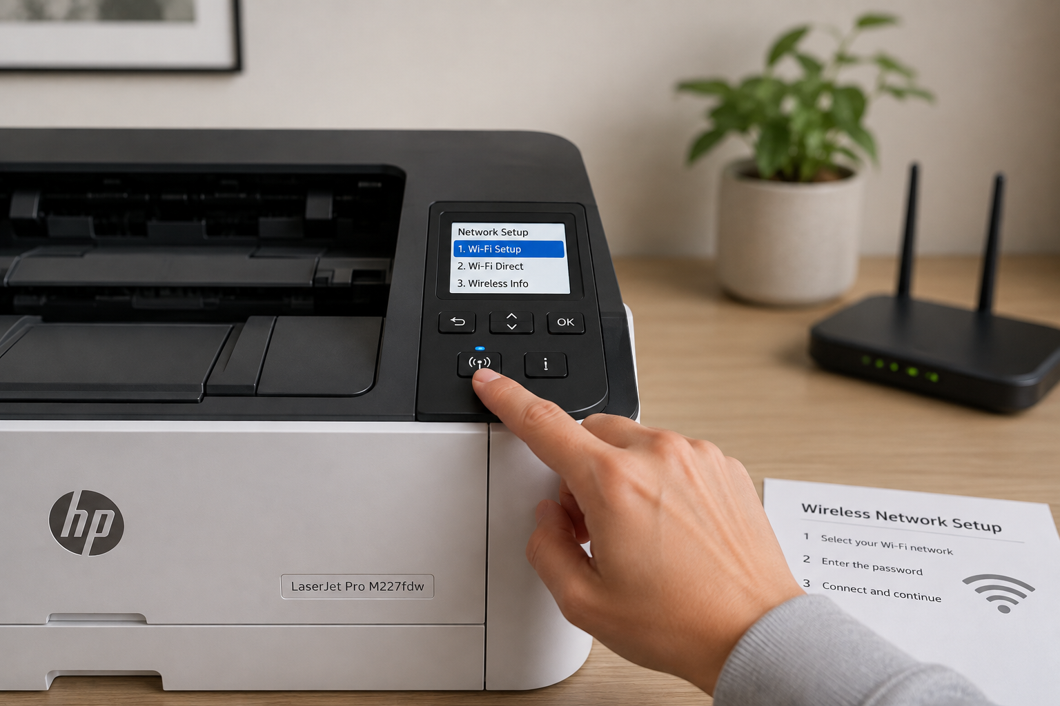 Connecting an HP LaserJet printer to a WiFi network