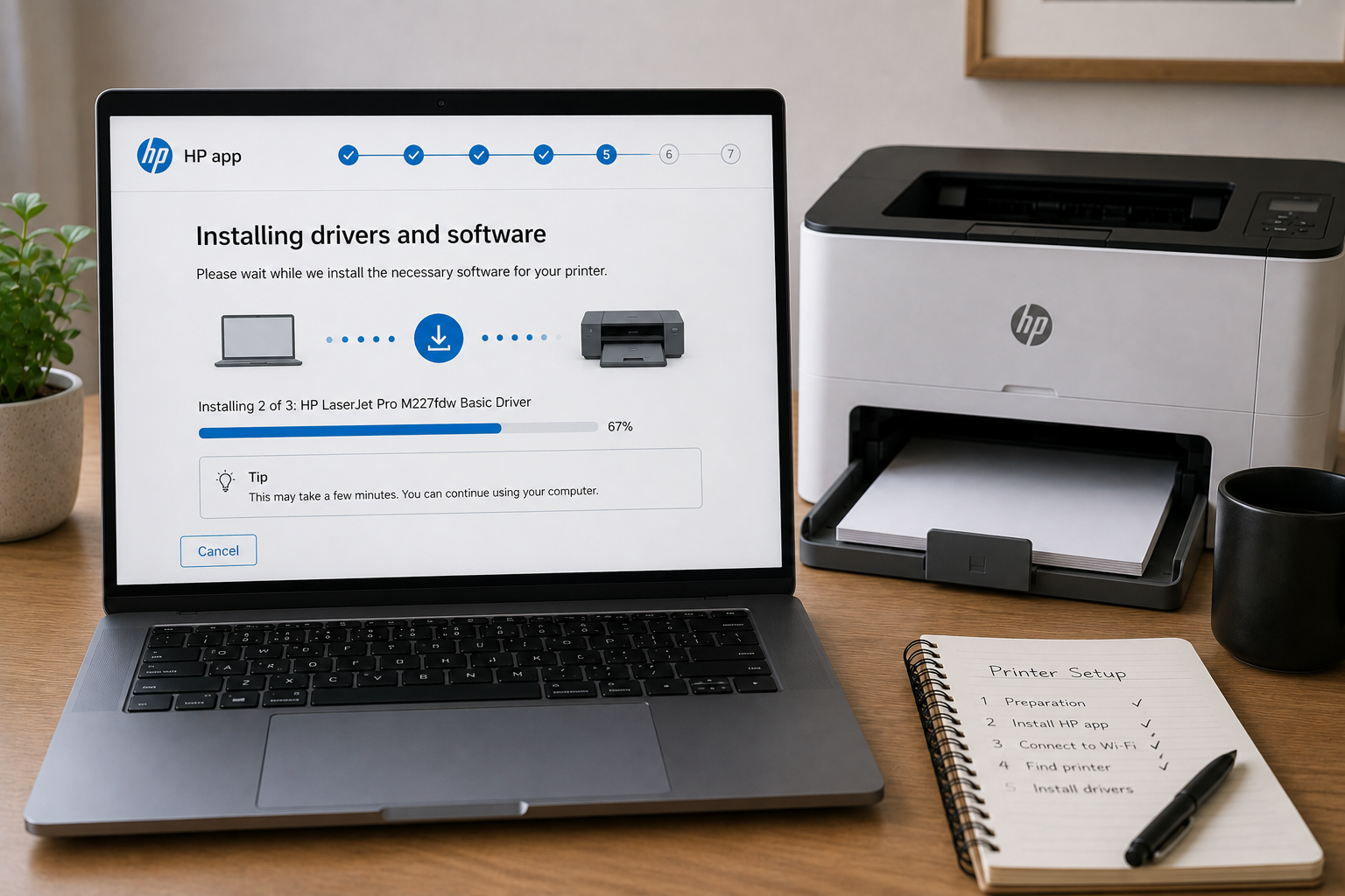Installing HP LaserJet printer drivers on a computer
