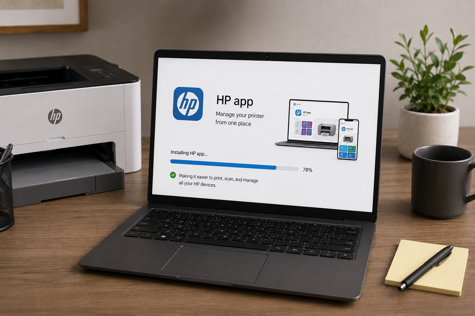 Installing the HP app for HP LaserJet printer setup