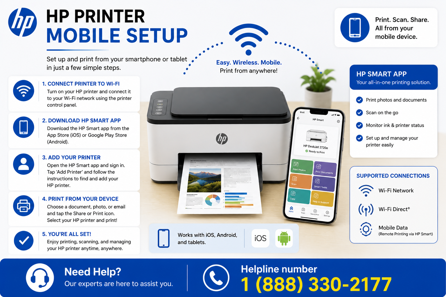 HP mobile app printer setup