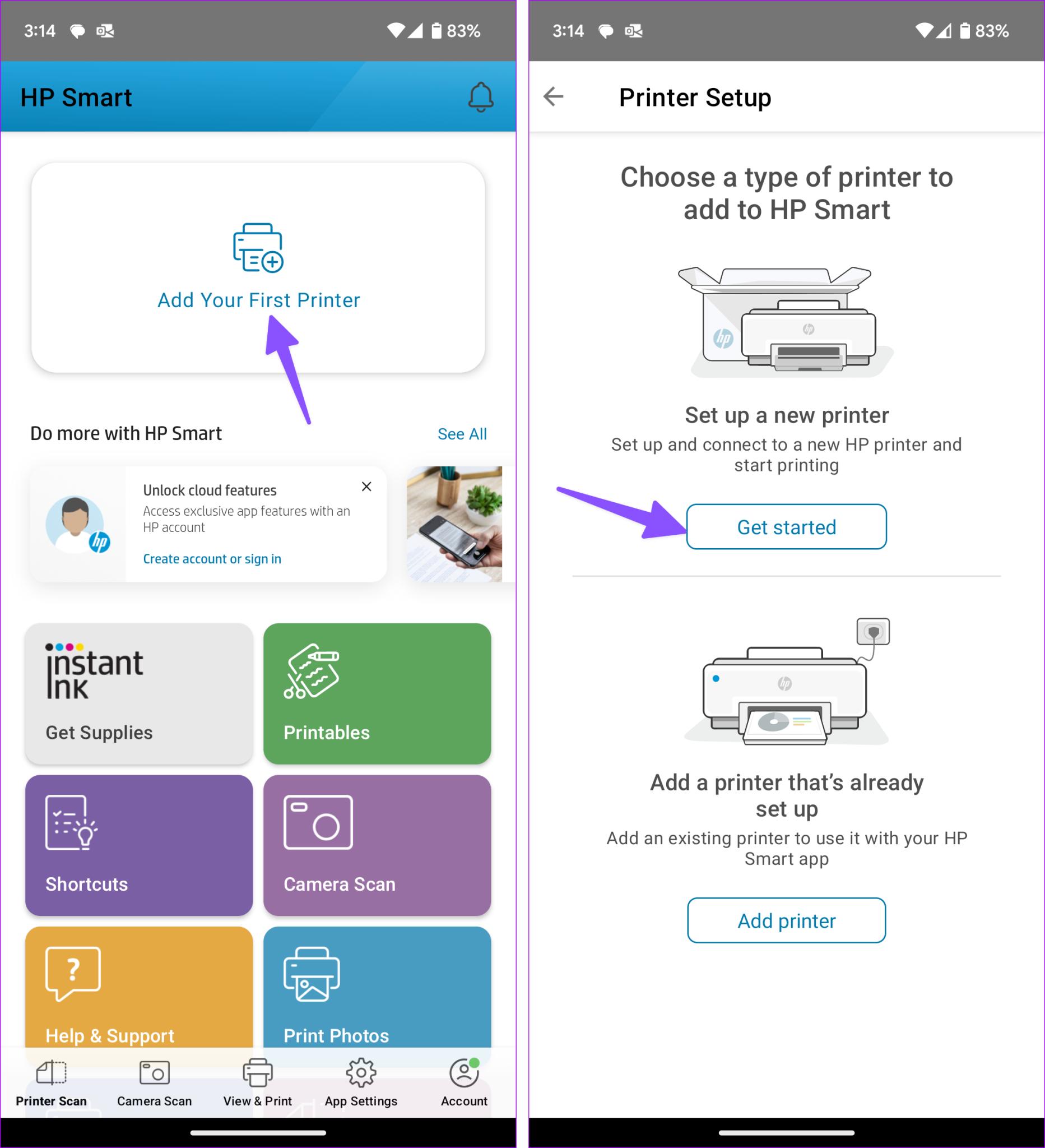 WiFi network selection HP printer
